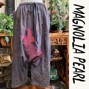 Magnolia Pearl Dragon Embroidered Garçon Trouser Pants Distressed